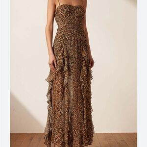 Shona Joy Ruched Frill Maxi Dress - Paloma